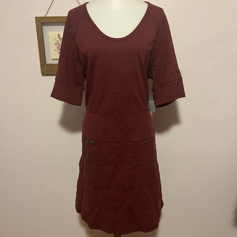 Athleta Maroon Scoop Neck Active Dress